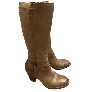 BORN Taro Brown Leather Knee-High Boots Size 7.5M